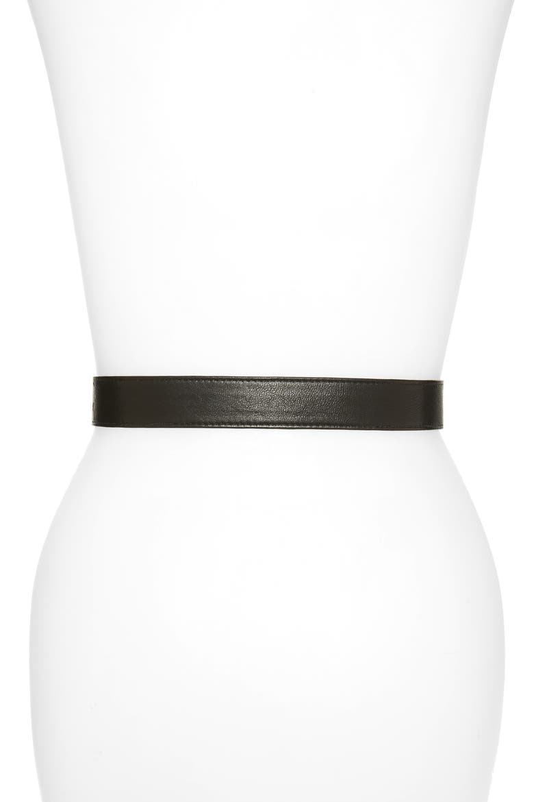 Torchon Rope Buckle Leather Belt, Alternate, color, BLACK