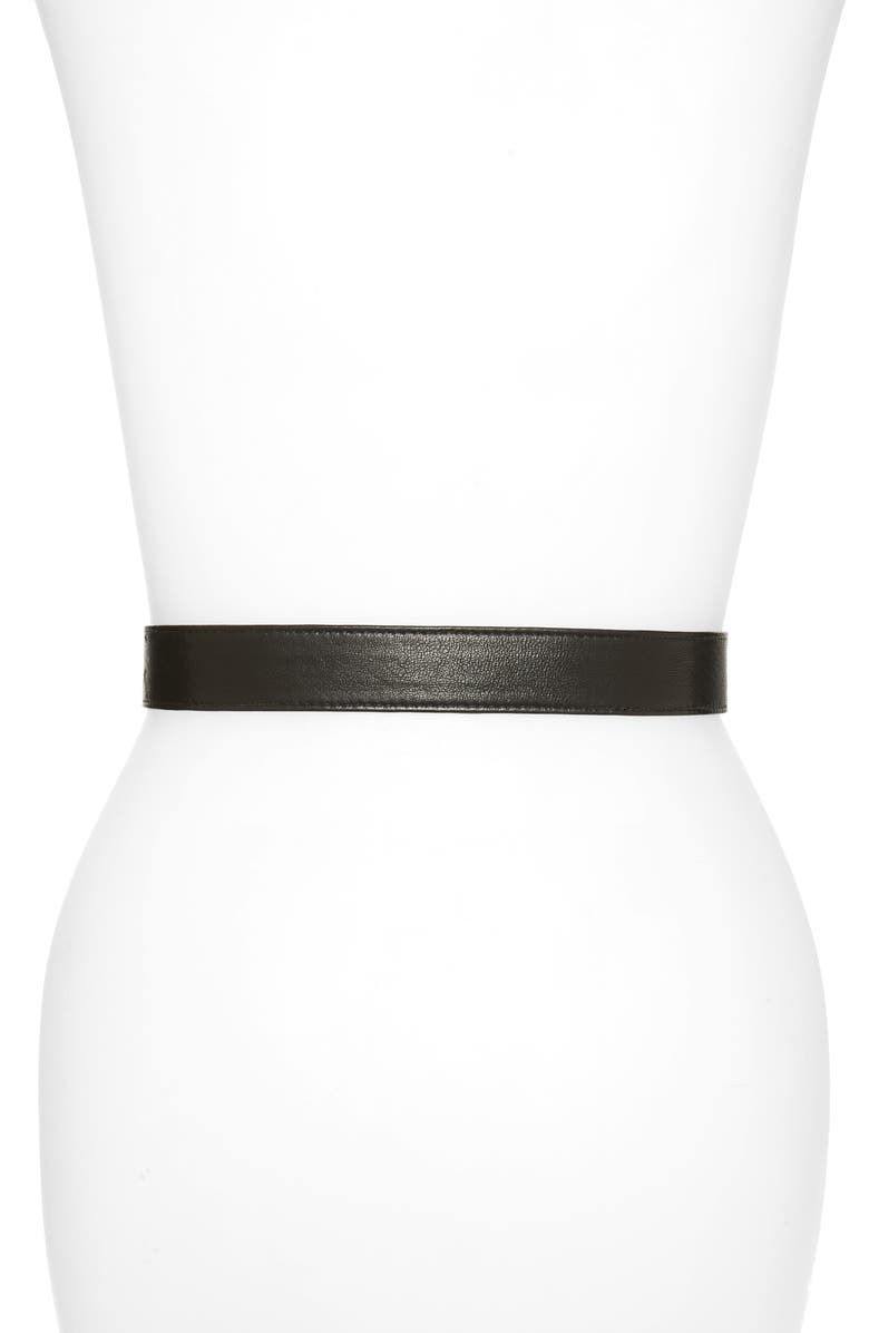 Raina Torchon Rope Buckle Leather Belt, Alternate, color, Black