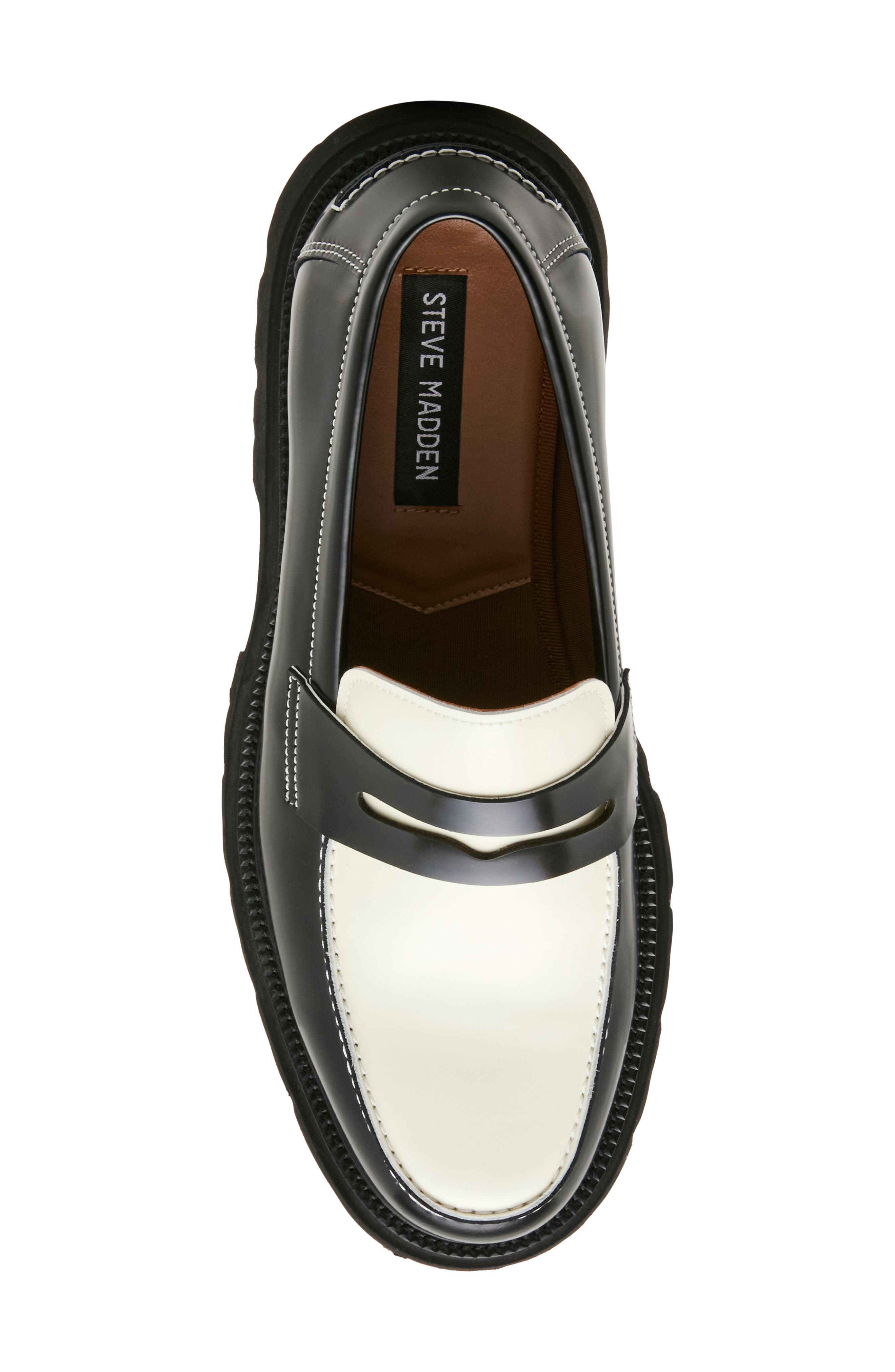Nomadd Penny Loafer, Alternate, color, BLACK/ WHITE LEATHER