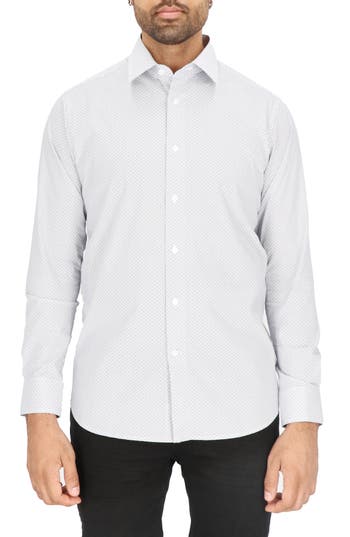 Scotch & Soda Dot Print Modern Fit Dress Shirt In White