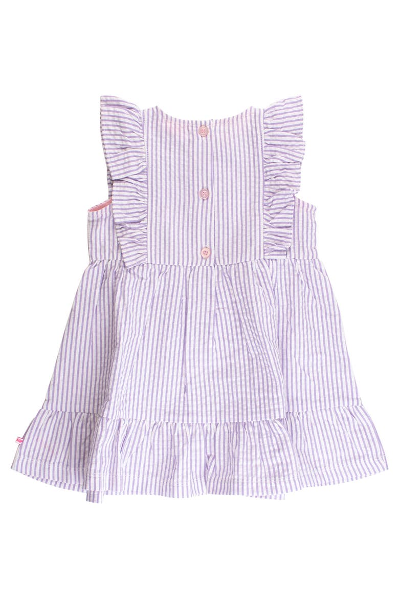 Sleeveless Pinafore Bow Dress, Alternate, color, Wisteria Purple Seersucker