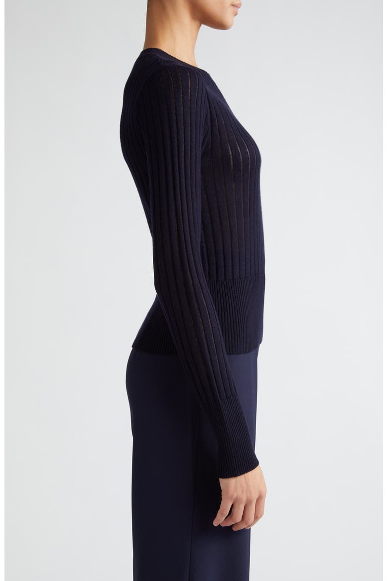 Funale Silk & Wool Rib Sweater, Alternate, color, NAVY