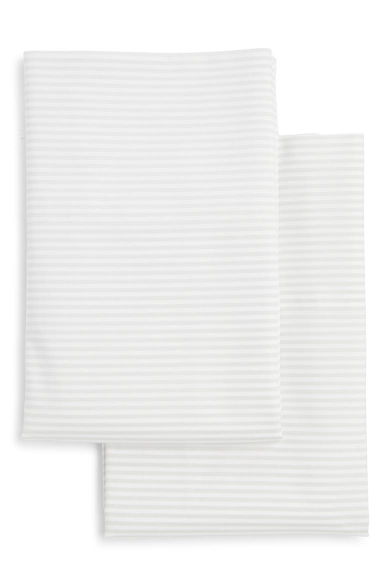 Set of 2 Stripe Cotton Percale Pillowcases, Main, color, GREY VAPOR MULTI