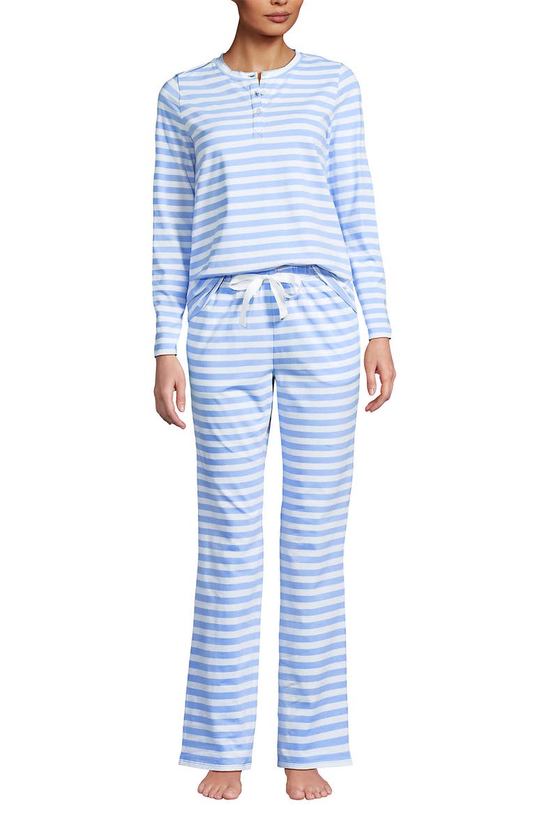 Knit 2 Piece Pajama Set - Long Sleeve Top and Pants, Alternate, color, Clear Blue Sky Even Stripe