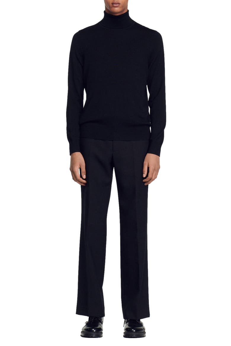 Turtleneck wool sweater, Alternate, color, BLACK