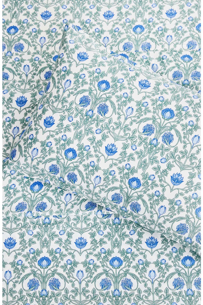 Floral 400 Thread Count Cotton Sheet Set, Alternate, color, BLUE