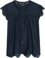Zadig & Voltaire Tika Lace Trim Flutter Sleeve Top