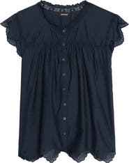 Zadig & Voltaire Tika Lace Trim Flutter Sleeve Top