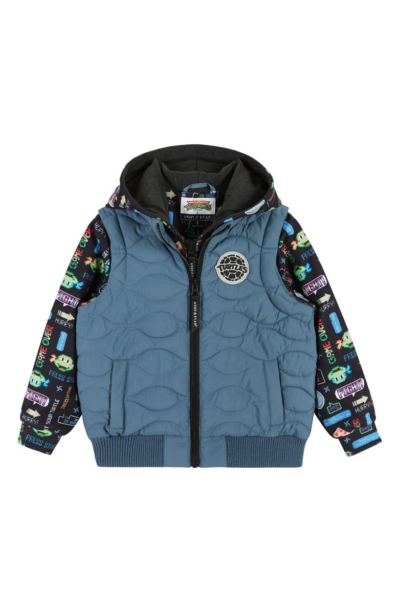 Andy & Evan x Teenage Mutant Ninja Turtles<sup>®</sup> Kids' Gamer Layered Jacket, Main, color, 