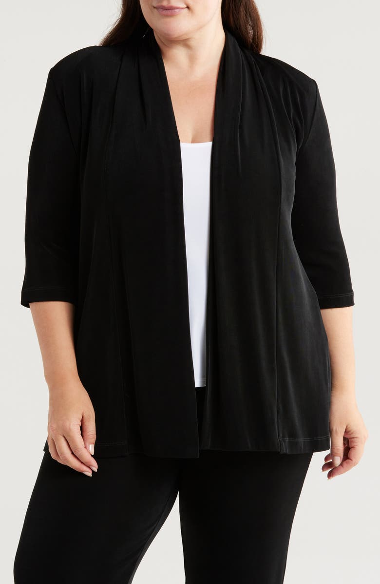 Vikki Vi Classic Knit Open Front Jacket, Main, color, Black