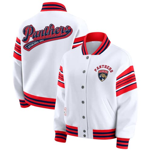 Wear By Erin Andrews White/red Florida Panthers Full-snap Fleece Sweatshirt Jacket