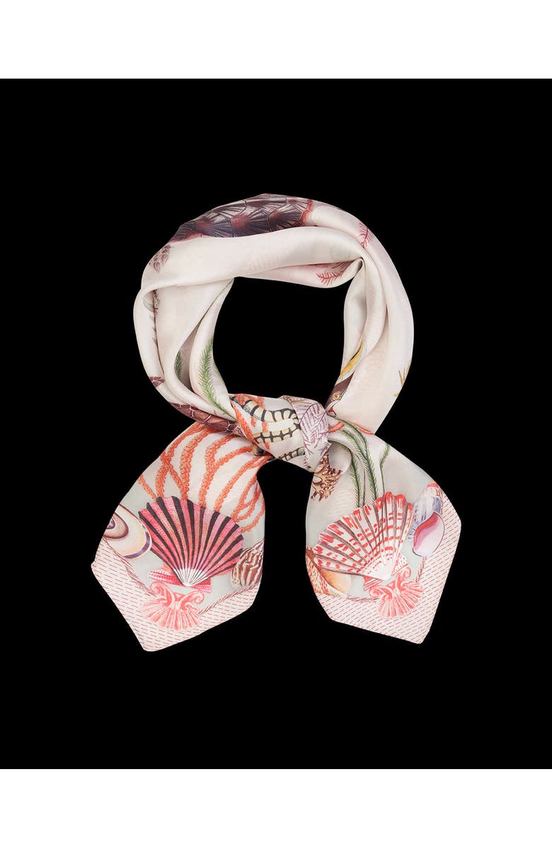 Fable England Tropical Escape Square Scarf, Alternate, color, Green & Cream