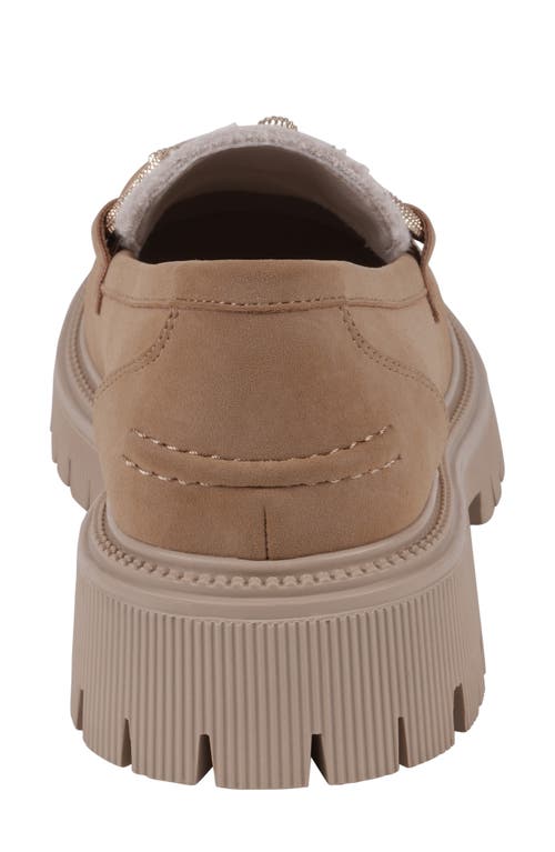 Good Choice New York Vince Faux Shearling Lug Sole Platform Loafer In Camel