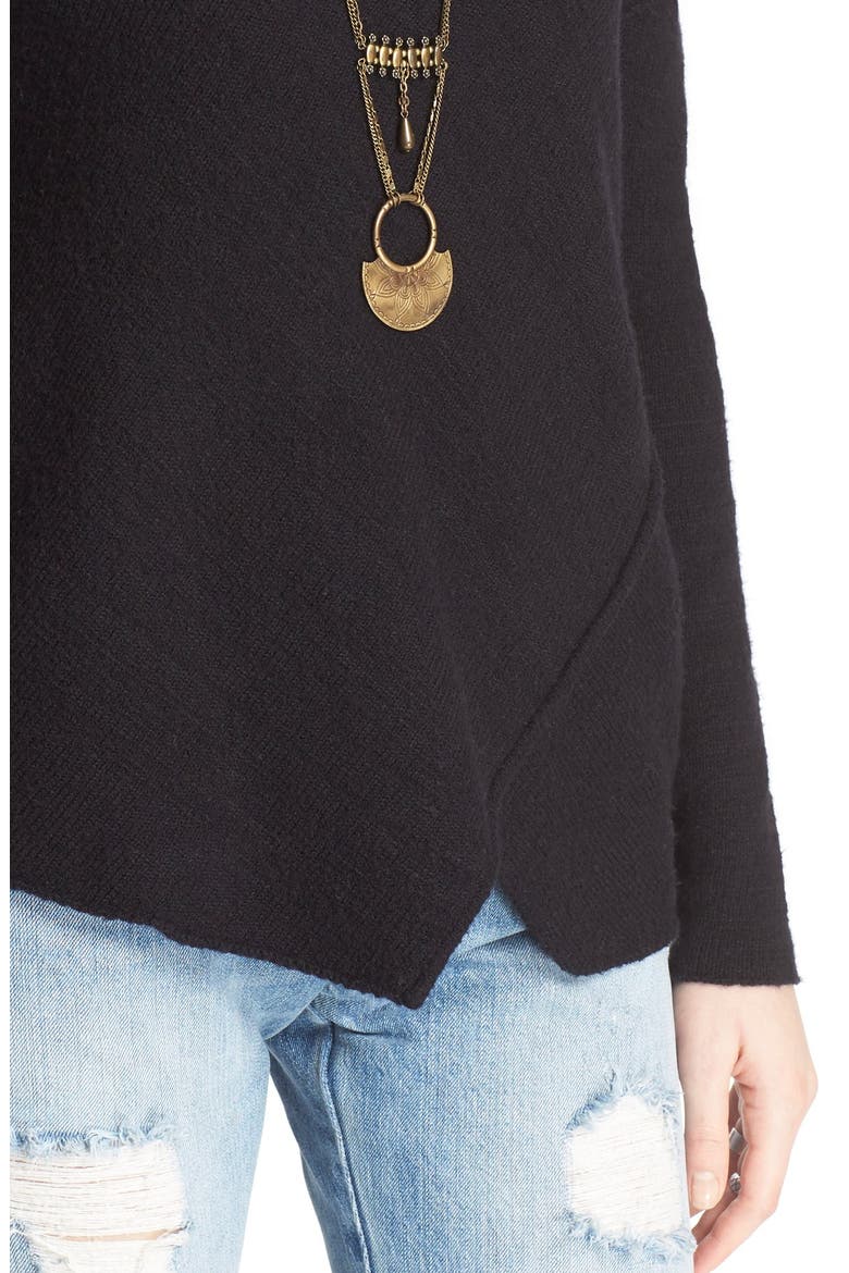 'Love and Harmony' Asymmetrical Sweater, Alternate, color, BLACK