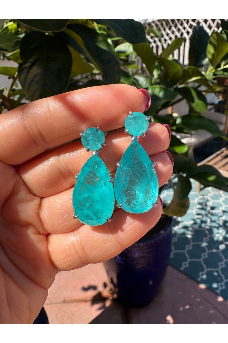 Paraiba stone pear earrings, Alternate, color, Aqua
