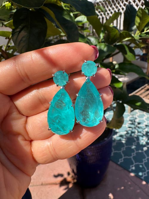 Gemma Azzurro Paraiba Stone Pear Earrings In Blue