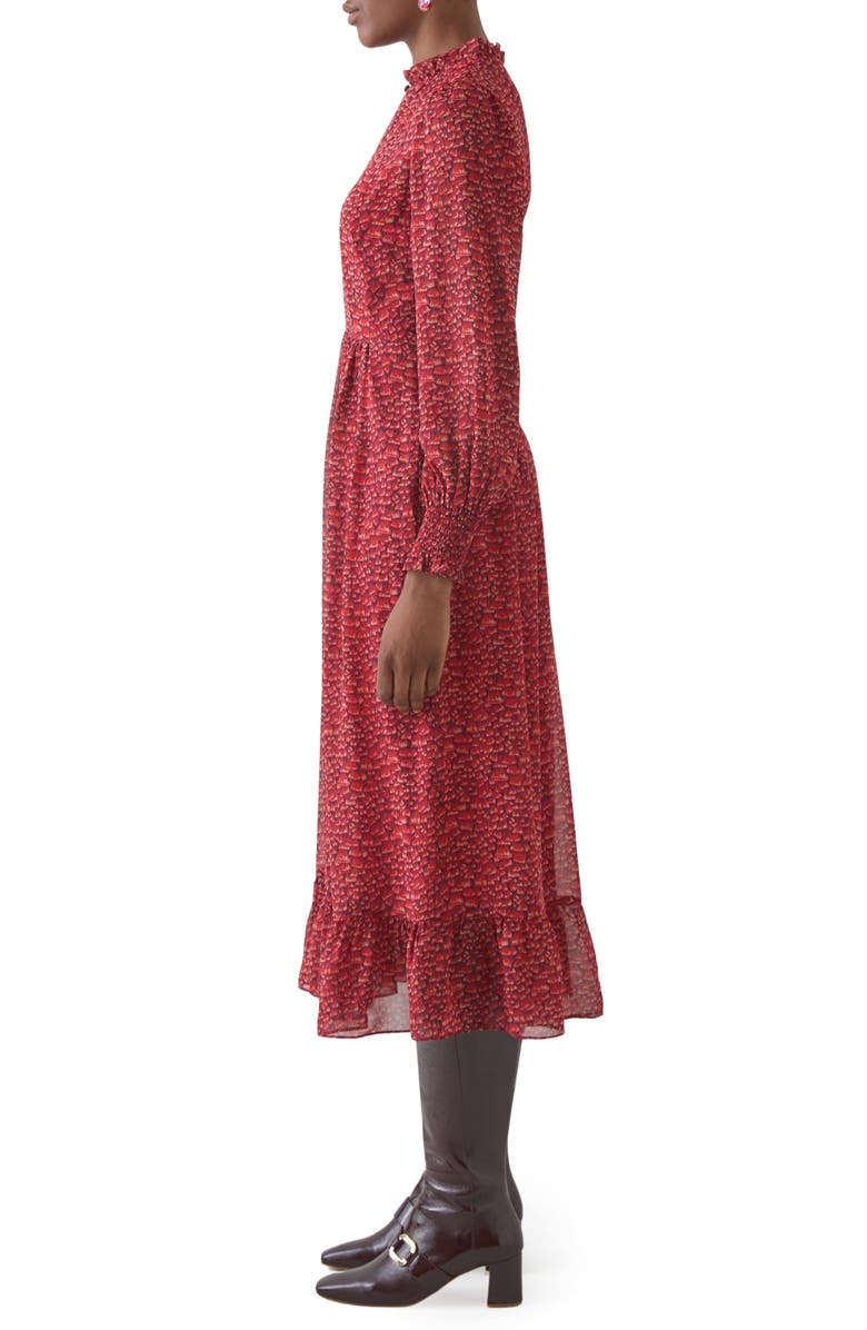 LK Bennett Suzette Floral Print Long Sleeve Maxi Dress, Alternate, color, Red