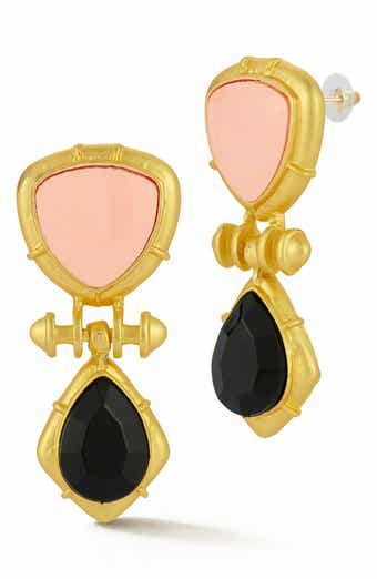 Enamel Geometric Drop Earrings