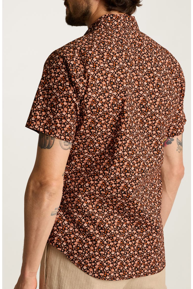 Riviera Slim Fit Tropical Print Short Sleeve Stretch Cotton Button-Up Shirt, Alternate, color, PERCHOIR FLORAL