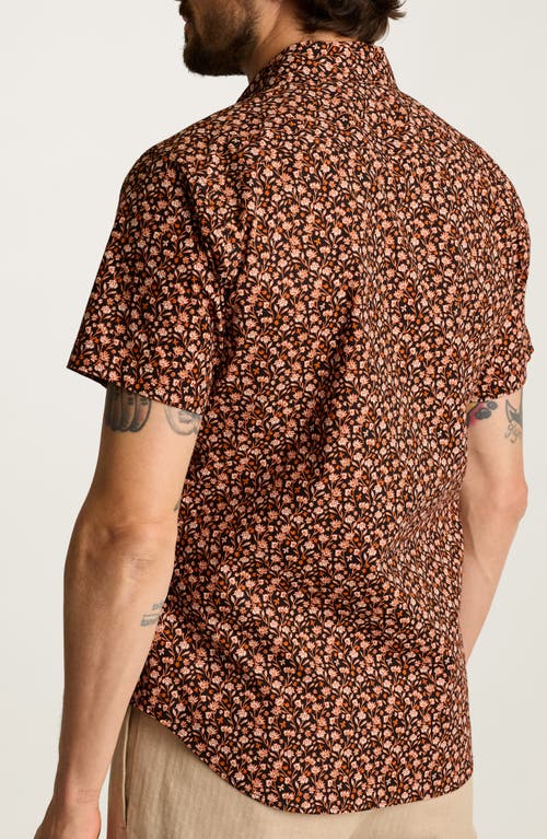 Bonobos Riviera Slim Fit Floral Short Sleeve Stretch Cotton Button-up Shirt In Brown