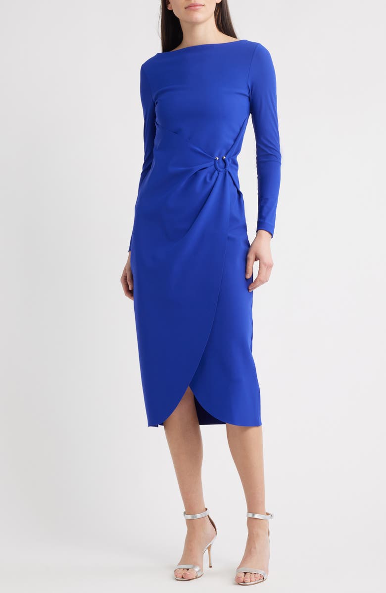 Chiara Boni La Petite Robe Gekko Long Sleeve Midi Dress, Main, color, Blue Violet