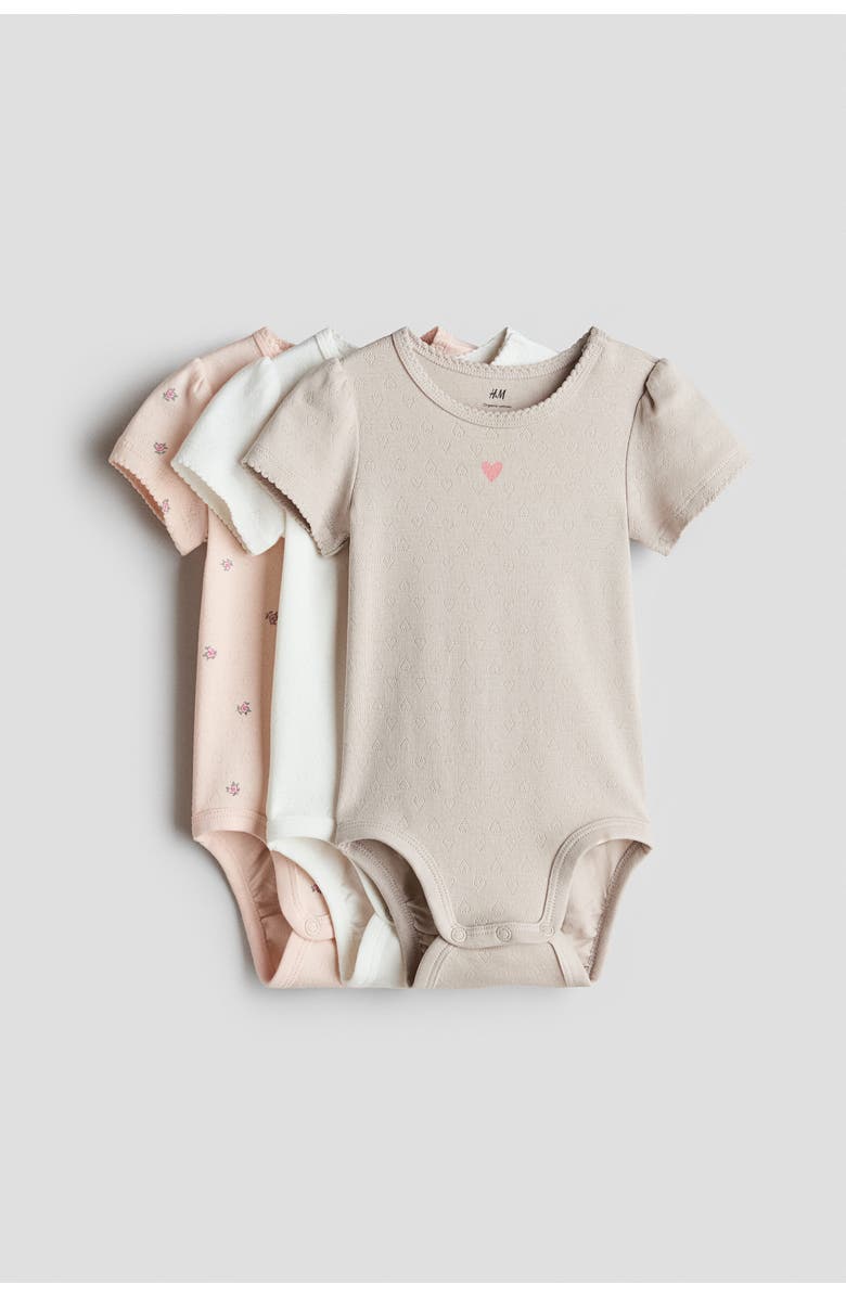 H&M 3-pack Cotton Bodysuits, Main, color, 