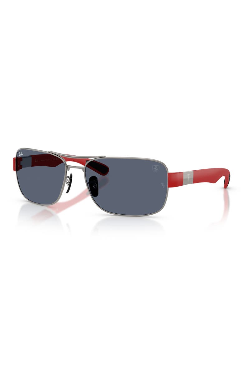64mm Polarized Square Sunglasses, Alternate, color, GUNMETAL / DARK GREY