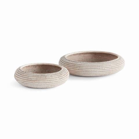 Burma Rattan Shallow Display Bowls Set Of 2