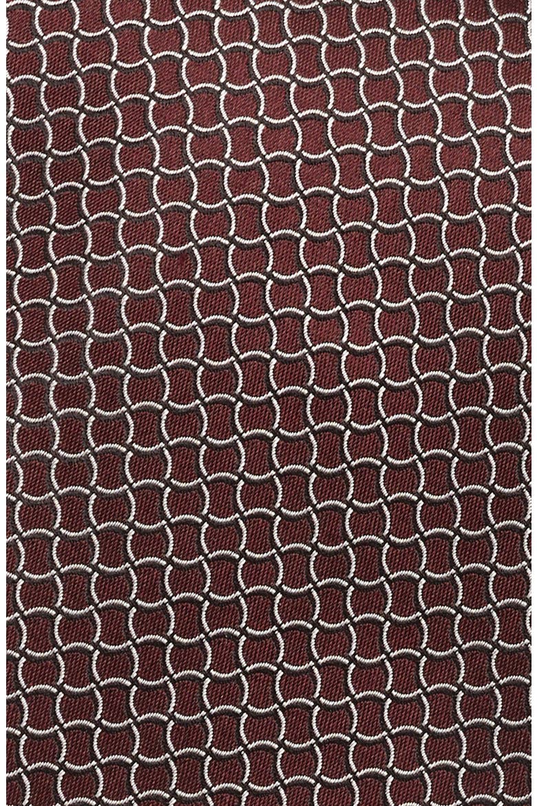 Tile Silk Tie, Alternate, color, DARK RED FAN