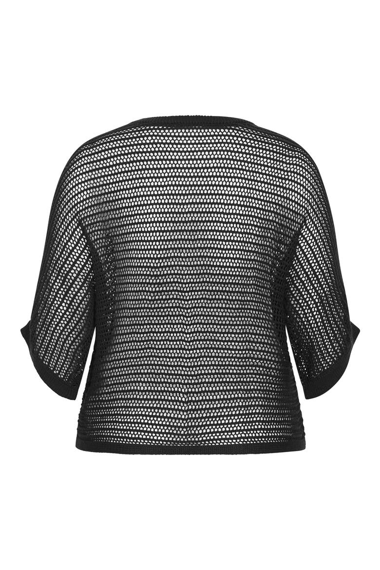 Resort Sheer Open Knit Top, Alternate, color, BLACK