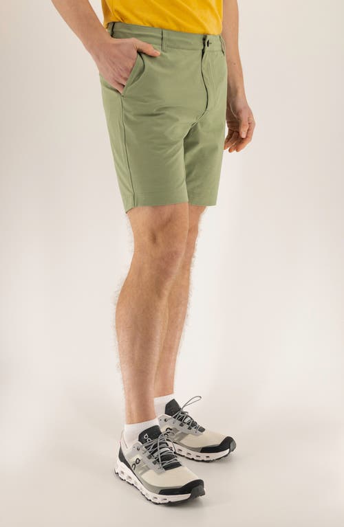 Devil-dog Dungarees 8-inch Hybrid Chino Shorts In Oil Green