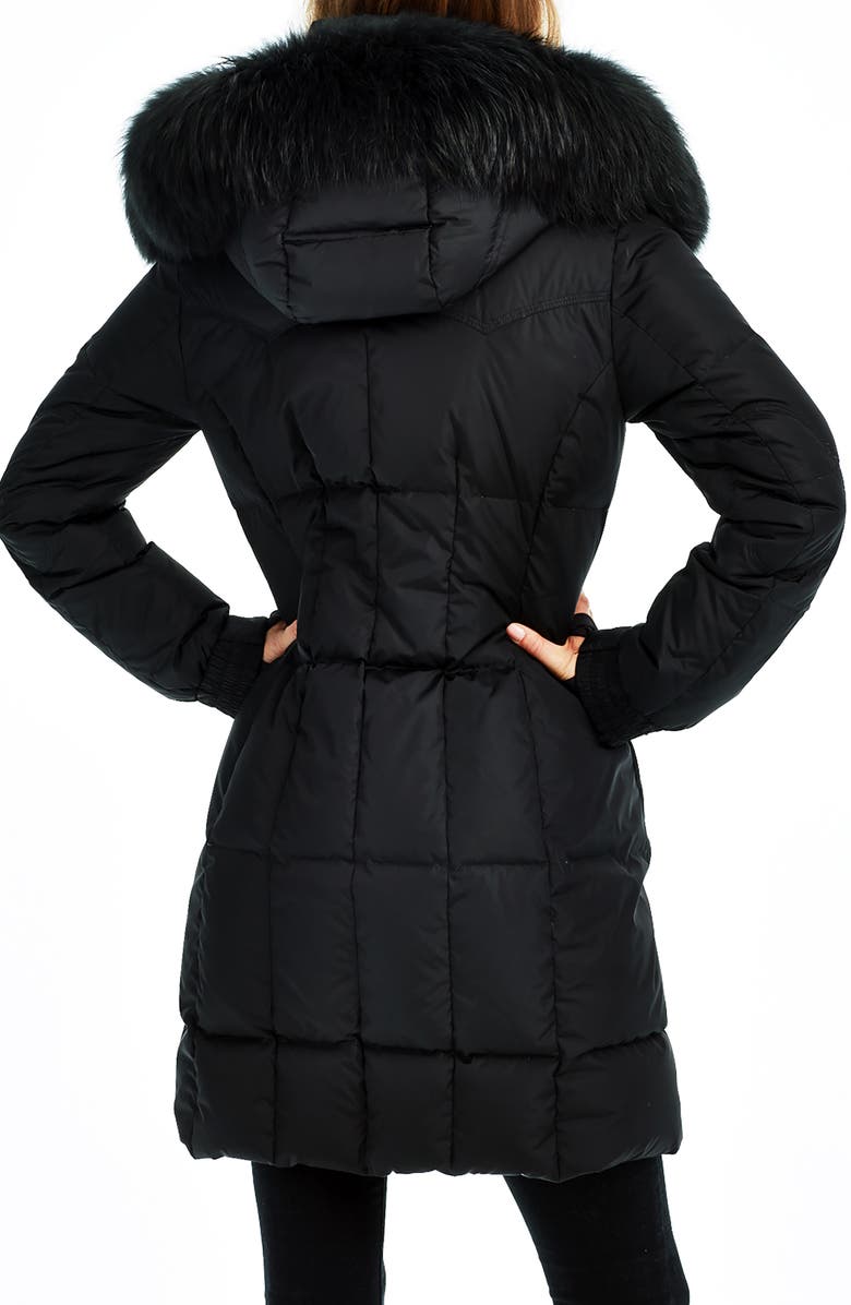 SAM. Luxe Highway Down Puffer Jacket with Genuine Shearling Trim, Alternate, color, Matte Black