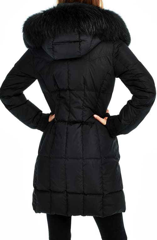 Sam . Luxe Highway Down Puffer Jacket With Genuine Shearling Trim In Black