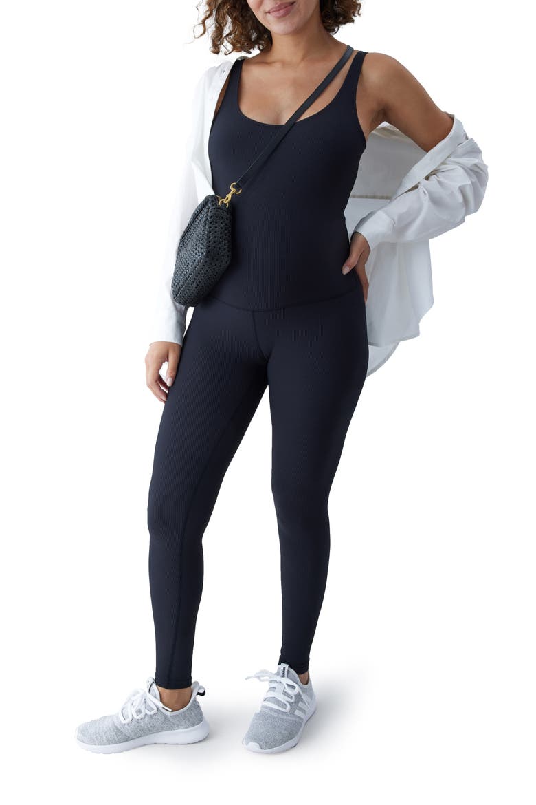 Sleeveless Rib Maternity Jumpsuit, Alternate, color, BLACK
