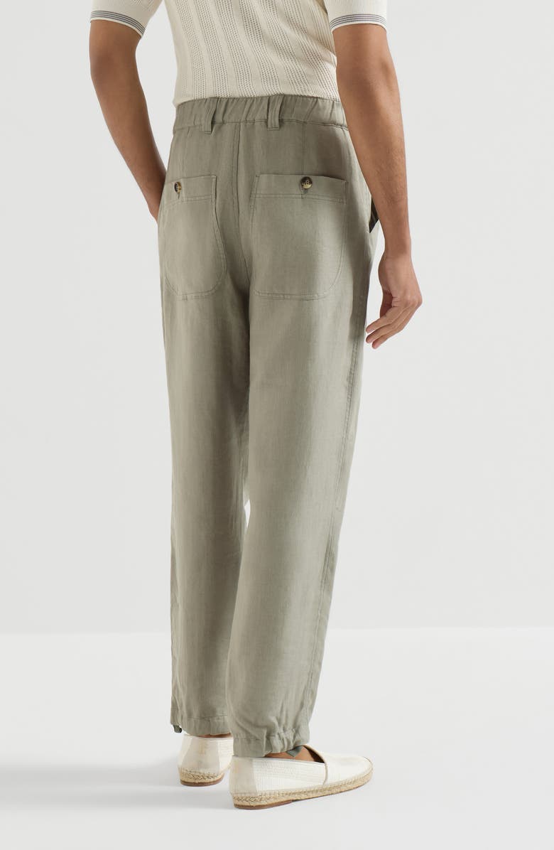 Brunello Cucinelli Linen trousers with drawstring, Alternate, color, Sage