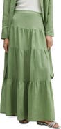 MANGO Tiered Ramie Maxi Skirt