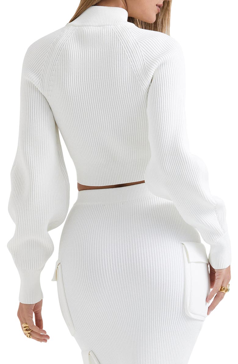 HOUSE OF CB Reeve Rib Half Zip Crop Sweater, Alternate, color, 