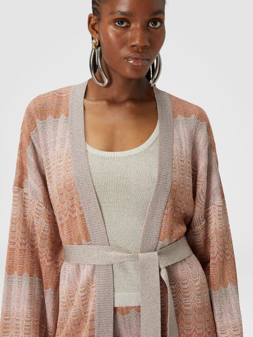 Shop Missoni Zigzag Greek Pattern Cardigan And Belt In Multicoloured