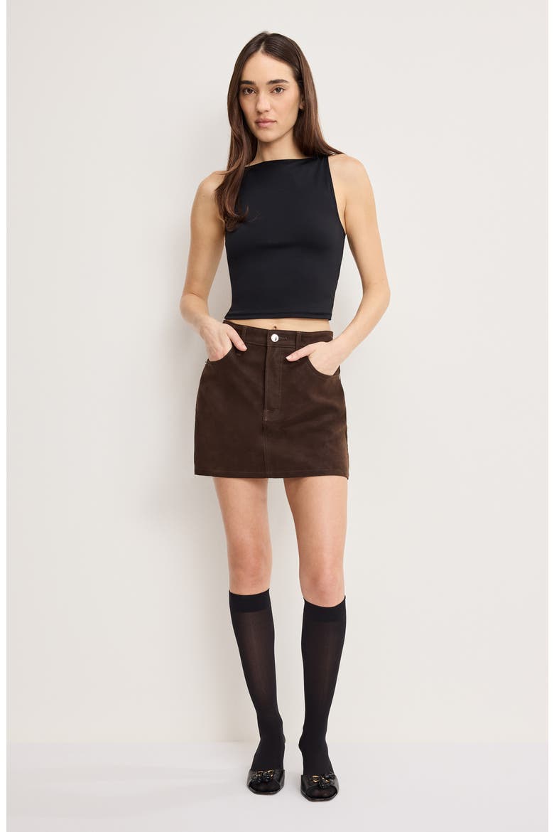 Better Than Faux Suede '90s Miniskirt, Alternate, color, CACAO