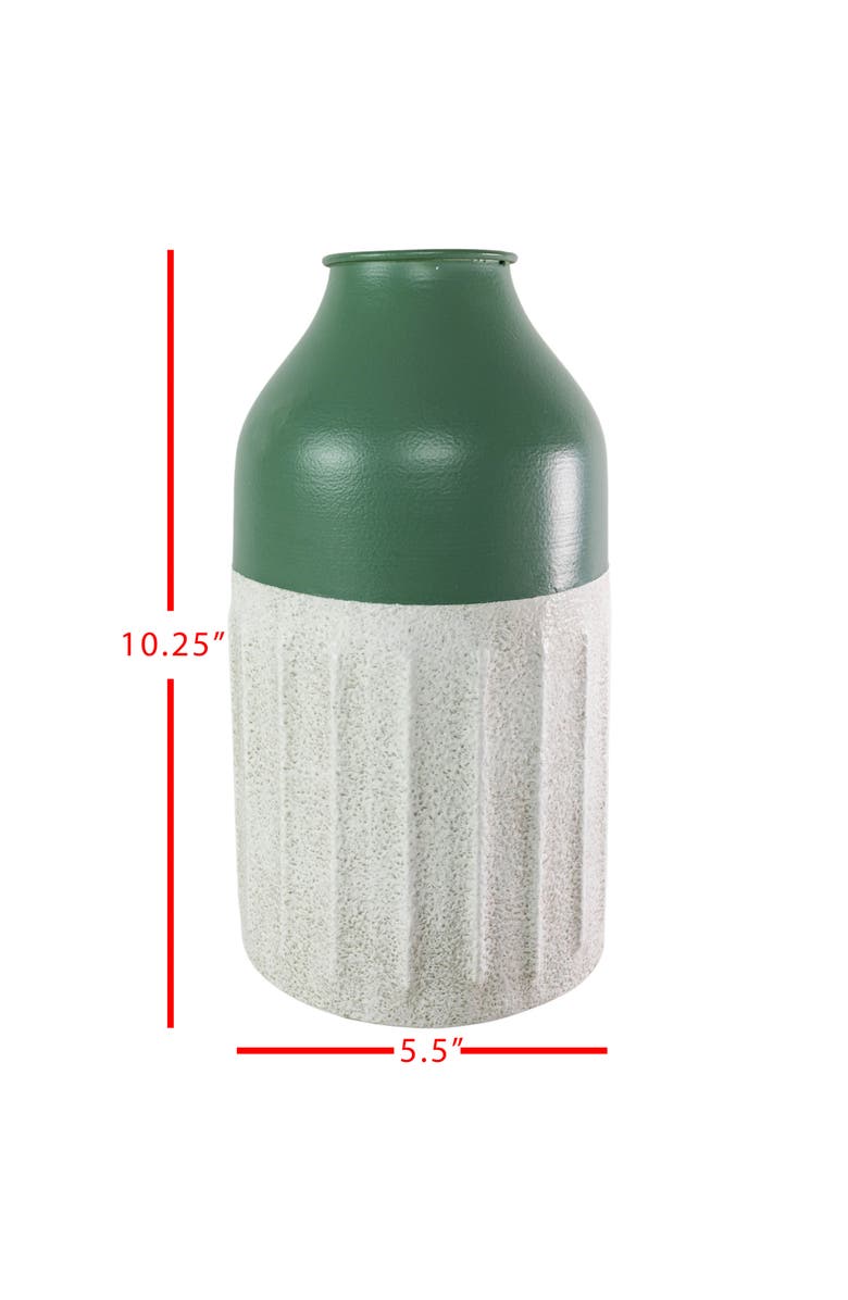 Foreside Home and Garden Dipped Sandy Vase Green Metal, Alternate, color, Green
