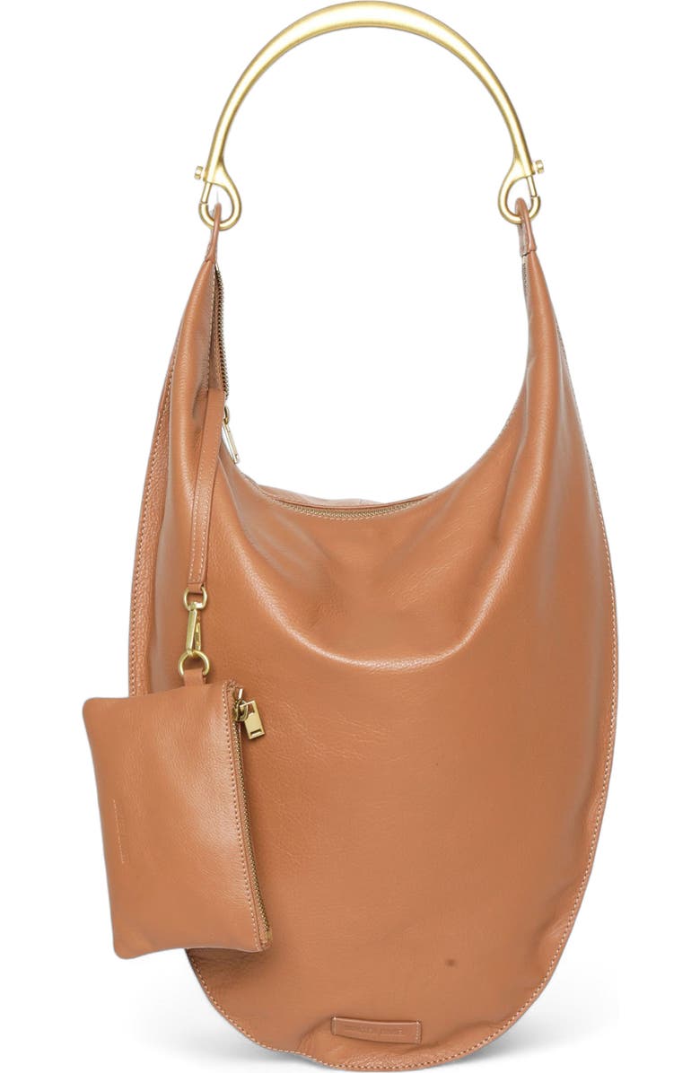 Walter Baker Luna Frame Handle Leather Hobo Bag, Alternate, color, Camel
