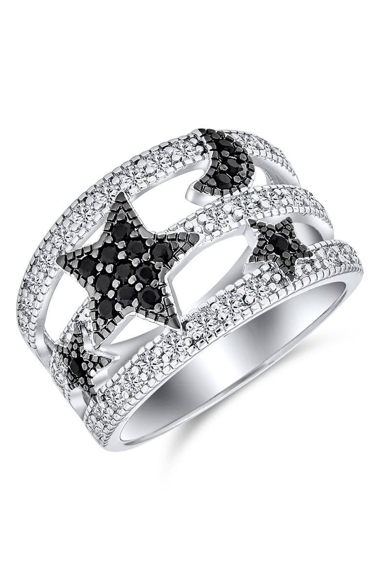 BLING JEWELRY Black & White Pavé CZ Celestial Ring, Main, color,