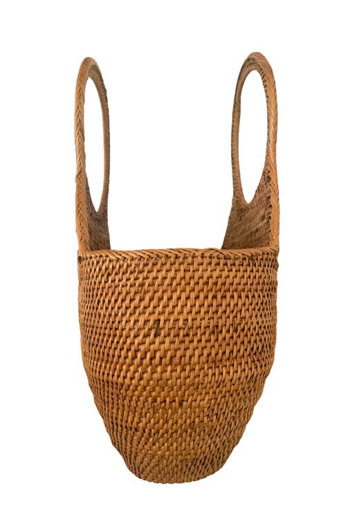 Pink Haley Lora Rattan Beach Tote In Brown