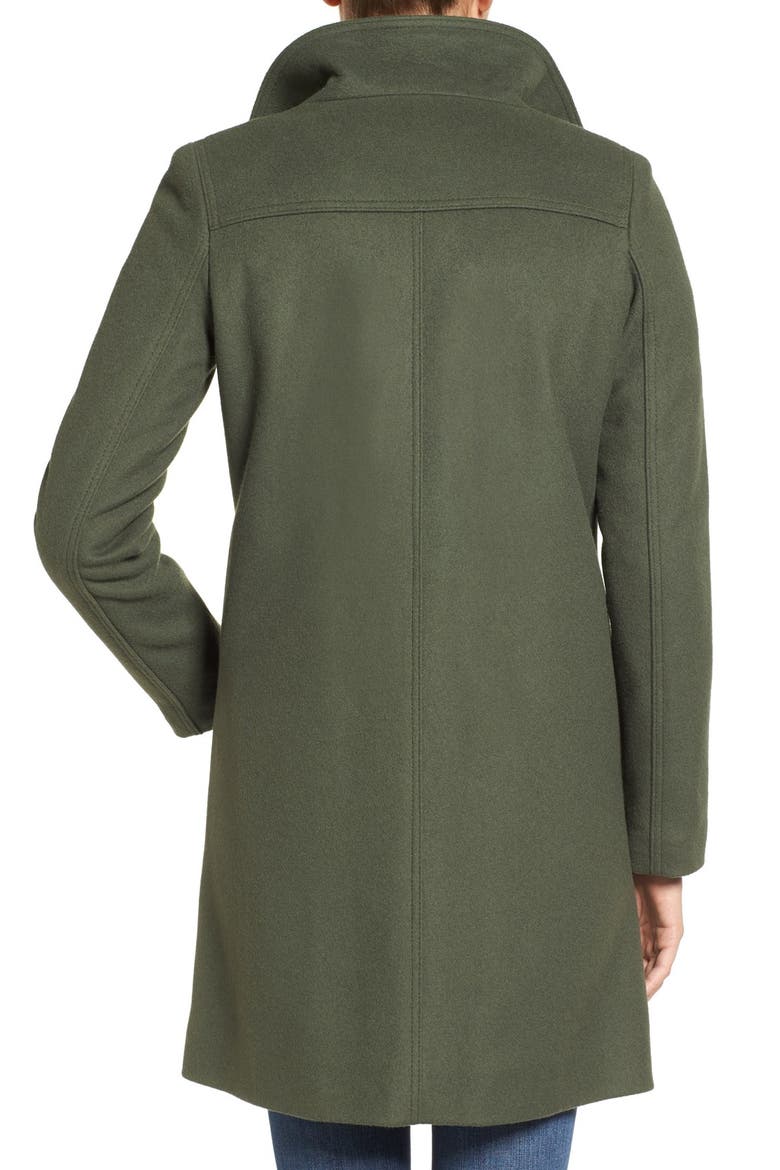 Funnel Neck Wool Blend Coat, Alternate, color, MOSS