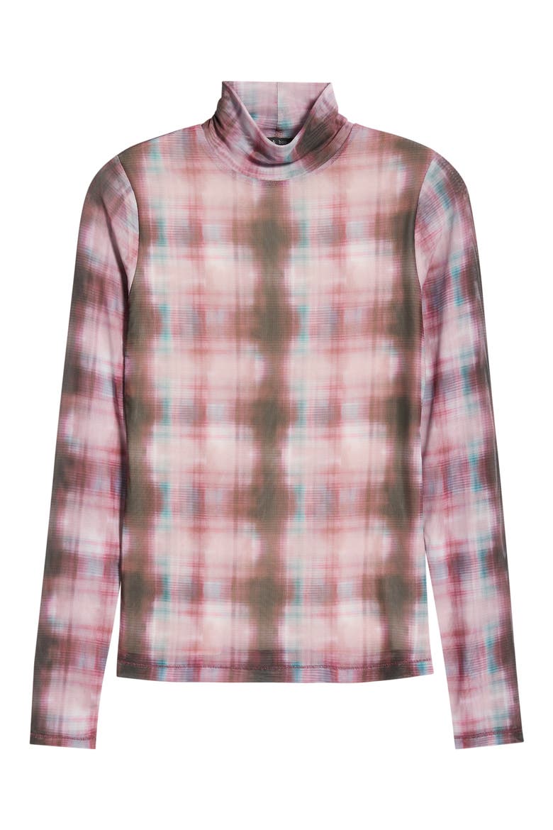 Yana Plaid Turtleneck Top, Alternate, color, RED MULTI