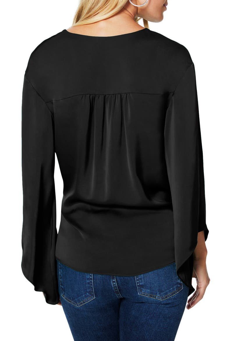 Cassandra Wrap Blouse, Alternate, color, BLACK