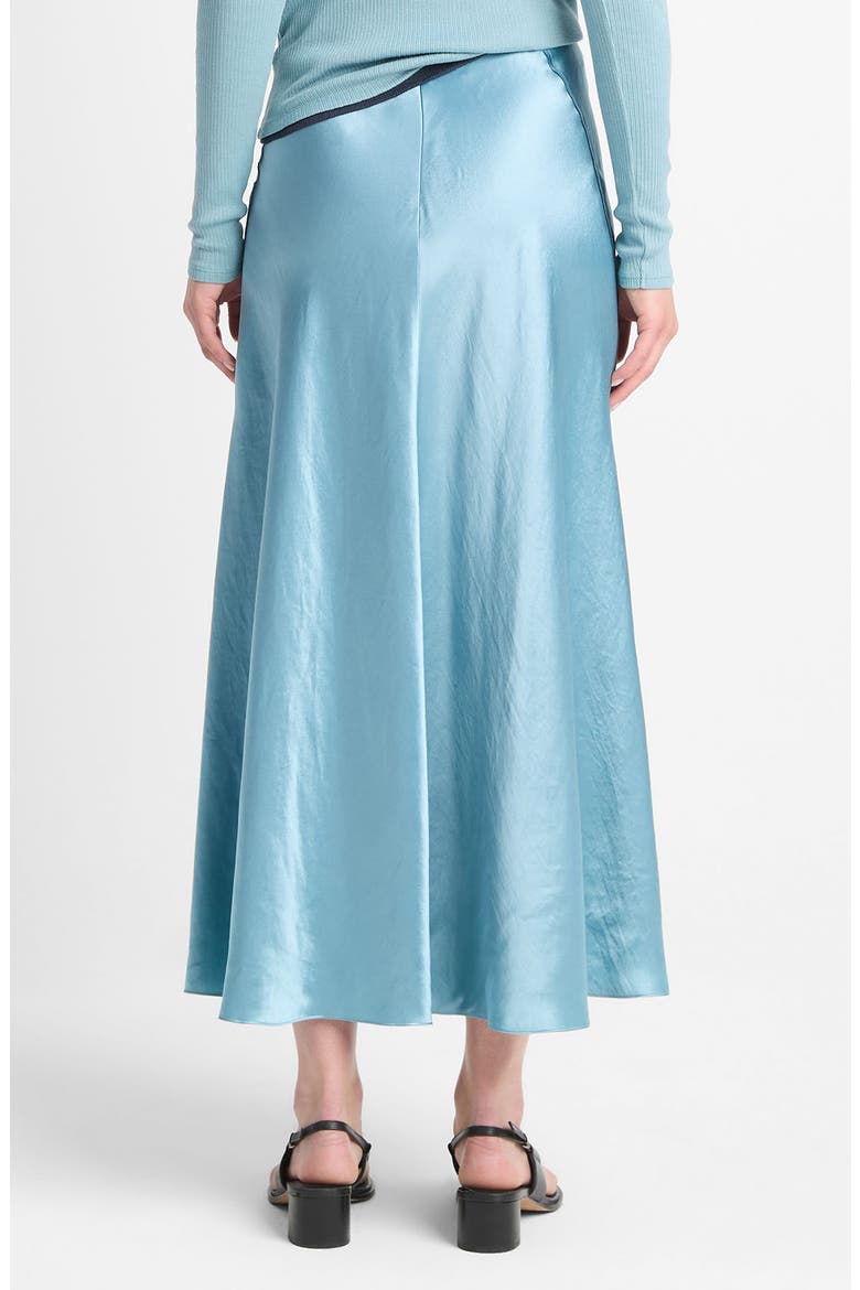 Raw Edge Paneled Satin Slip Skirt, Alternate, color, JADE SEA