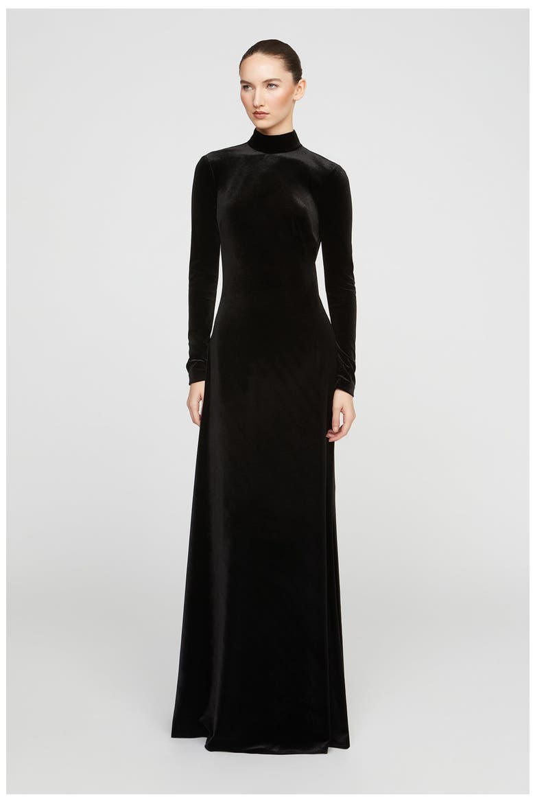 Kaia Velvet Gown, Alternate, color, Black