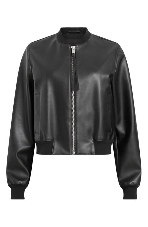 Allsaints Orten Desserto Faux Leather Bomber Jacket In Black