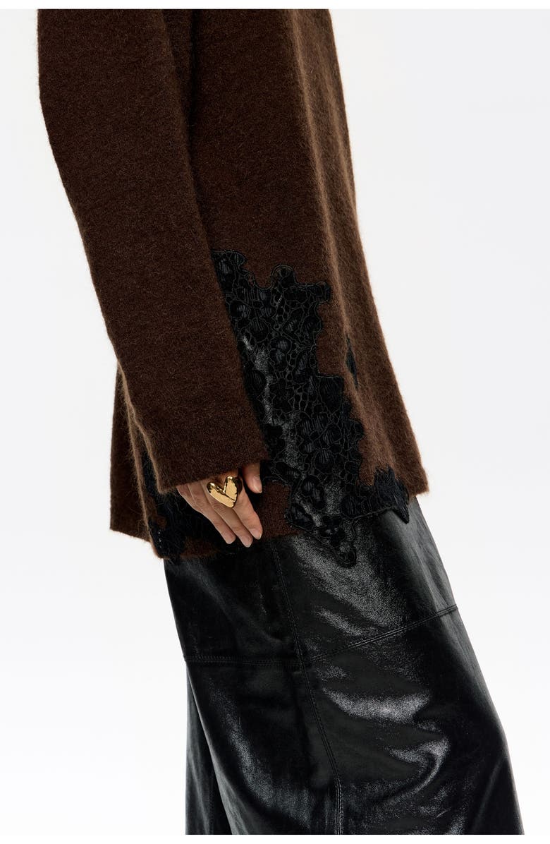 Bimba y Lola Lace Sweater, Alternate, color, Dark Brown
